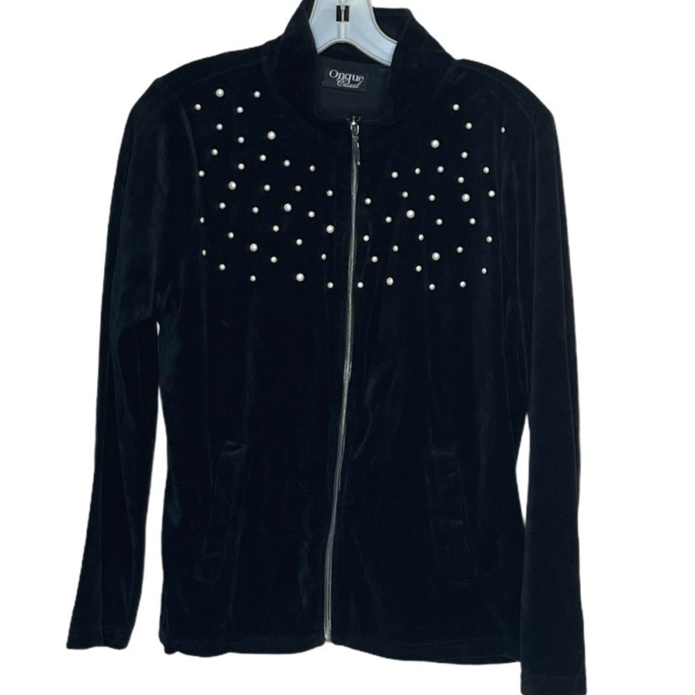 Onque Casual Velour Jacket With Pearls
